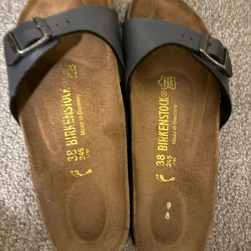 Birkenstock Black and Brown Slip-On Sandals